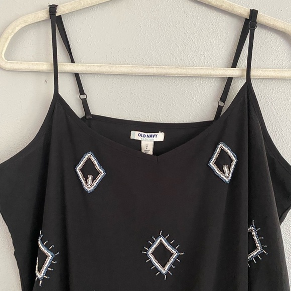 Old Navy Dress Size Large Beaded Black Tank Sleeveless Jeweled Neutral Party - Picture 3 of 8